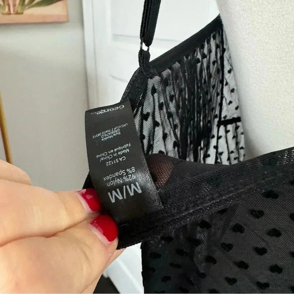 Heart printed mesh lingerie slip  dress M - Picture 6 of 6